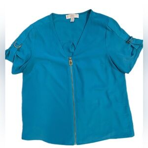 Michael Kors Teal Zippered Blouse